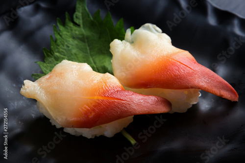 Creative Japanese food.hokkigai sushi