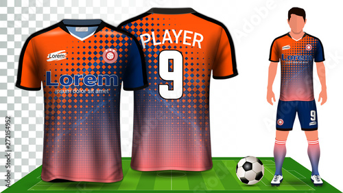 Soccer Jersey, Sport Shirt or Football Kit Uniform Presentation Mockup Template, Front and Back View Including Shorts and Socks and it is Fully Customization Isolated on Transparent Background.