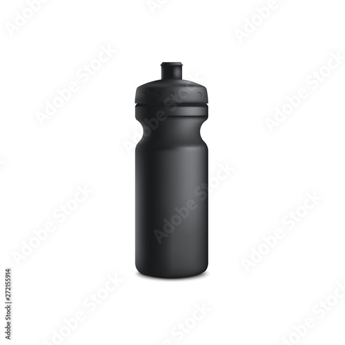 Mockup of black plastic blank sport bottle realistic style