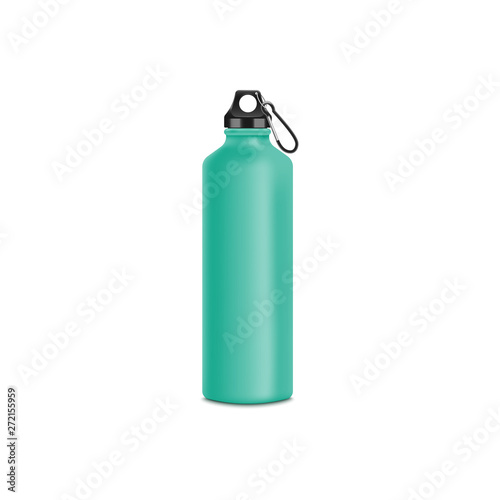 Sport or touristic water blue bottle 3d vector mockup illustration isolated.