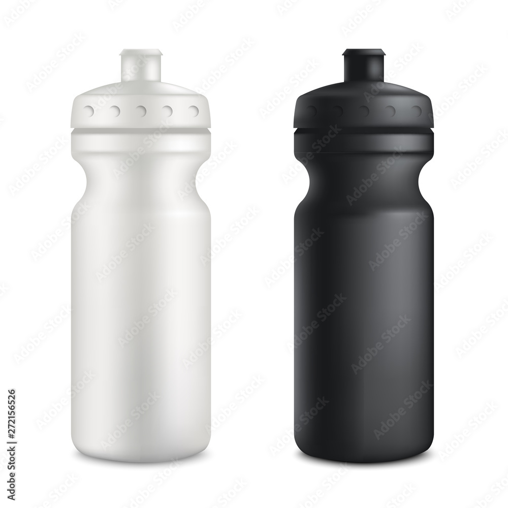 Mockup set of two plastic blank sport bottles realistic style Mockup set of two plastic blank sport bottles realistic style