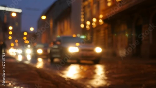 Wallpaper Mural Motion of colorful diffused blurred and defocused twinkling light of city trafic. Blur view of traffic in city at night. Torontodigital.ca