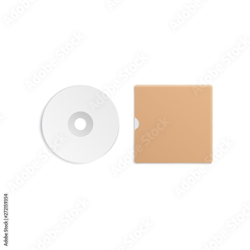 CD disc and packaging cover mock up 3d realistic vector illustration isolated.