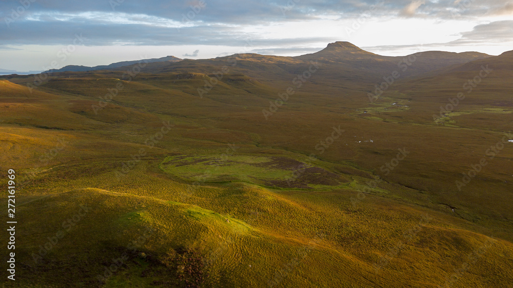 Aerial view of the astonishing highlands found in Isle of Skye, Scotland. Aerial view of the astonishing highlands found in Isle of Skye, Scotland.