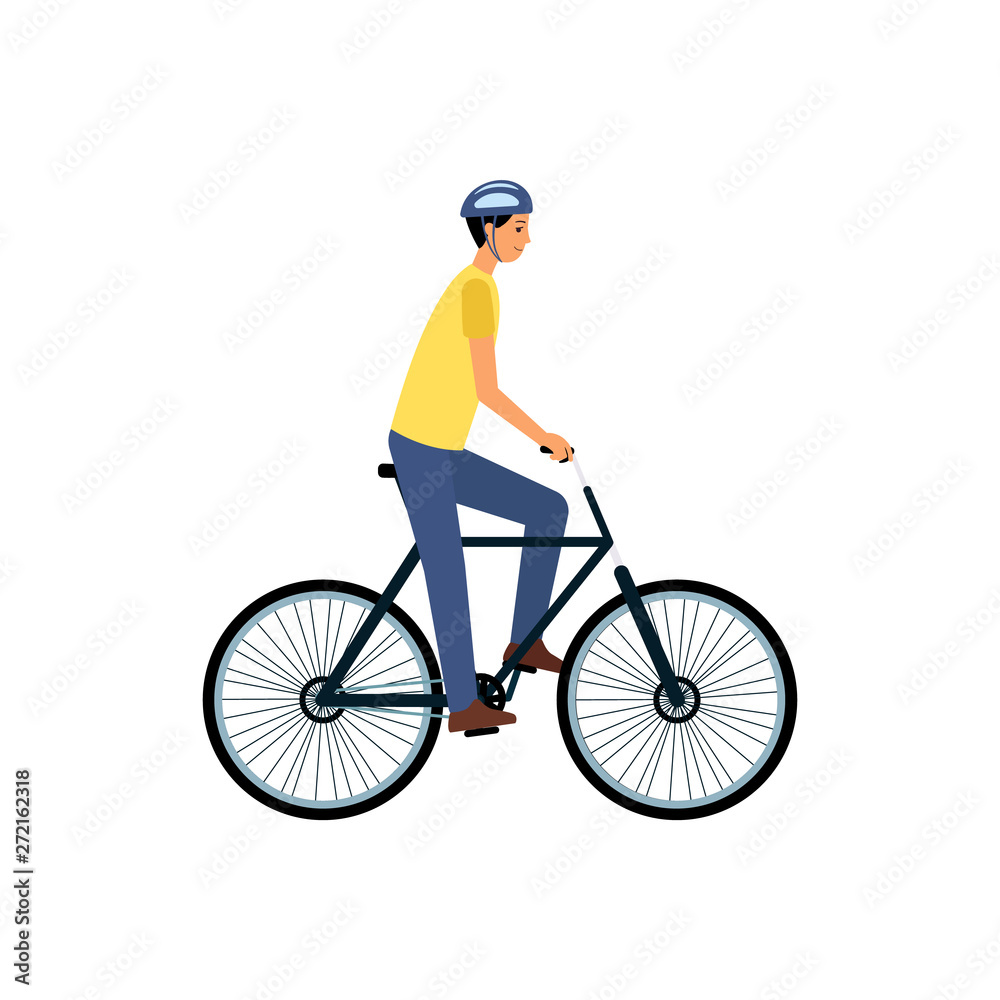 Man riding on bike in a bicycle race flat vector Illustration isolated. Man riding on bike in a bicycle race flat vector Illustration isolated.