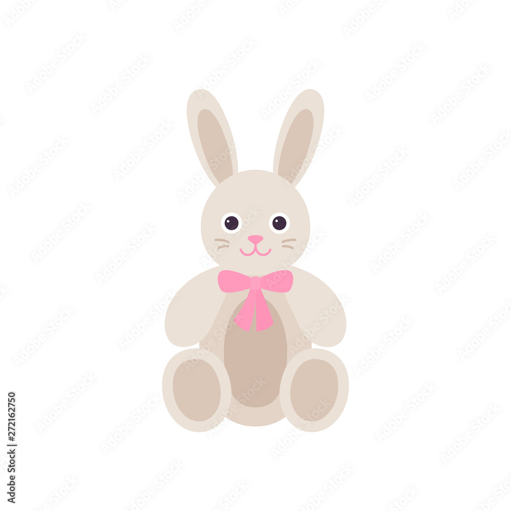 Bunny baby toy. Vector. Rabbit, hare icon. Kid toy isolated on white background in flat design. Cartoon illustration. Bunny baby toy. Vector. Rabbit, hare icon. Kid toy isolated on white background in flat design. Cartoon illustration.
