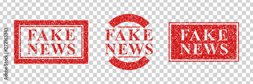 Vector set of realistic isolated grunge rubber stamp of Fake News logo for template decoration on the transparent background.