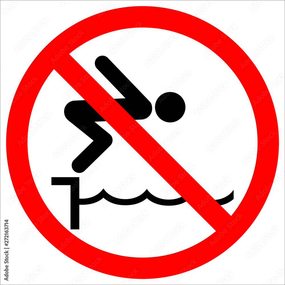 warning notice sign do not jump pool Stock Vector | Adobe Stock