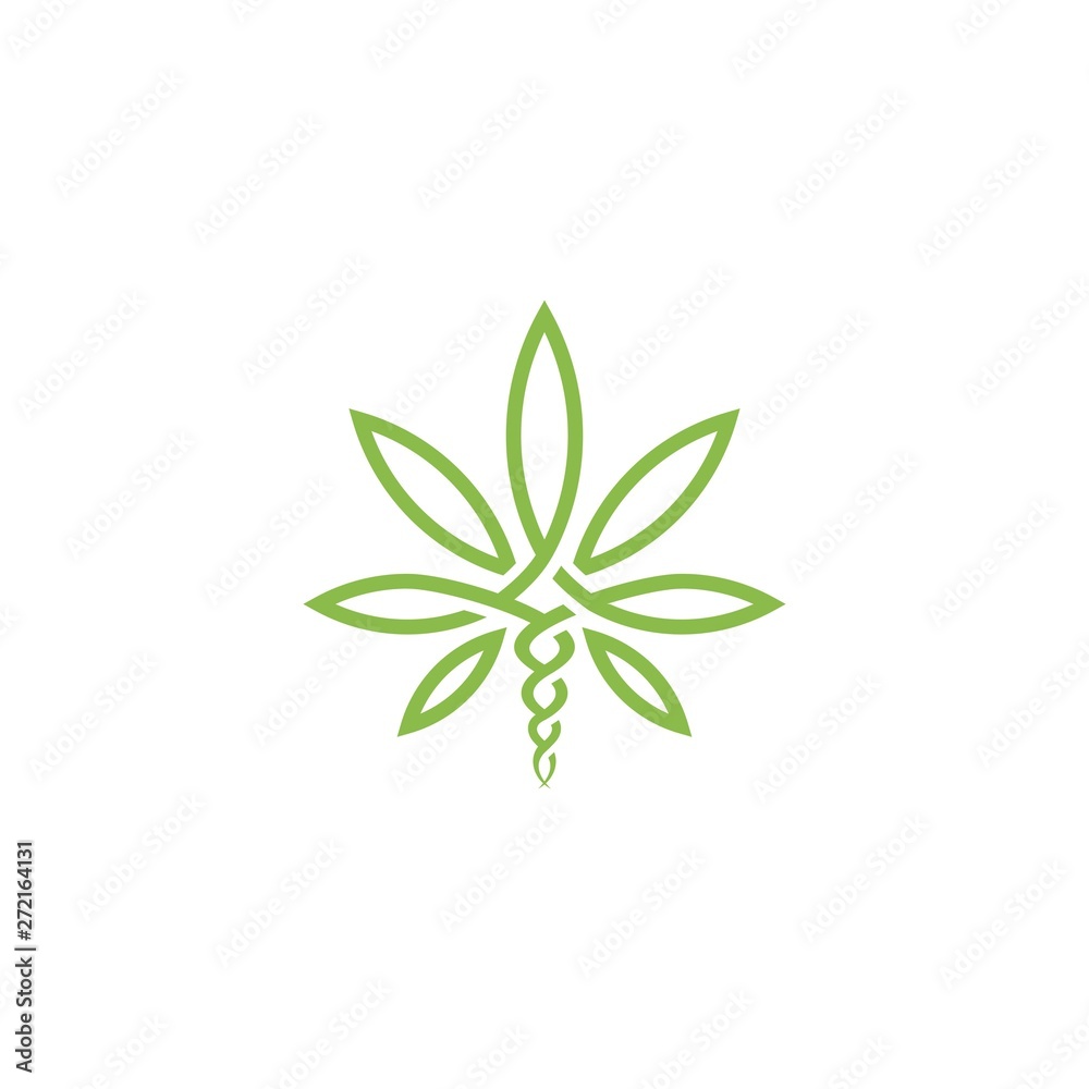 cannabis medical snake caduceus logo vector