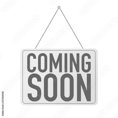 coming soon sign on door hanging plate