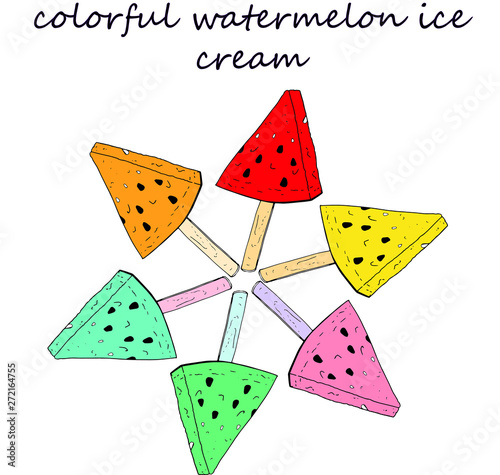   fan of juicy multi-colored ice cream vector graphics