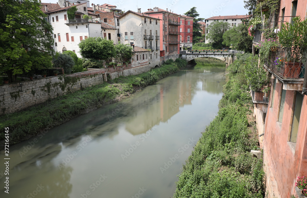 Retrone river in Vicenza City in Italy