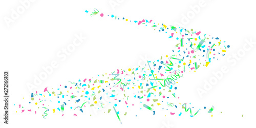 Colorful confetti on white background.