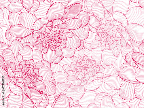 Seamless pattern with dahlia flowers. Abstract background for wallpaper, wrapping paper, packaging.