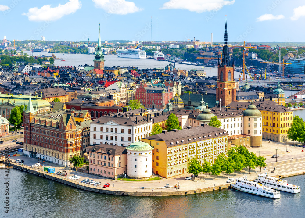 Stockholm old town (Gamla Stan) cityscape from City Hall top, Sweden