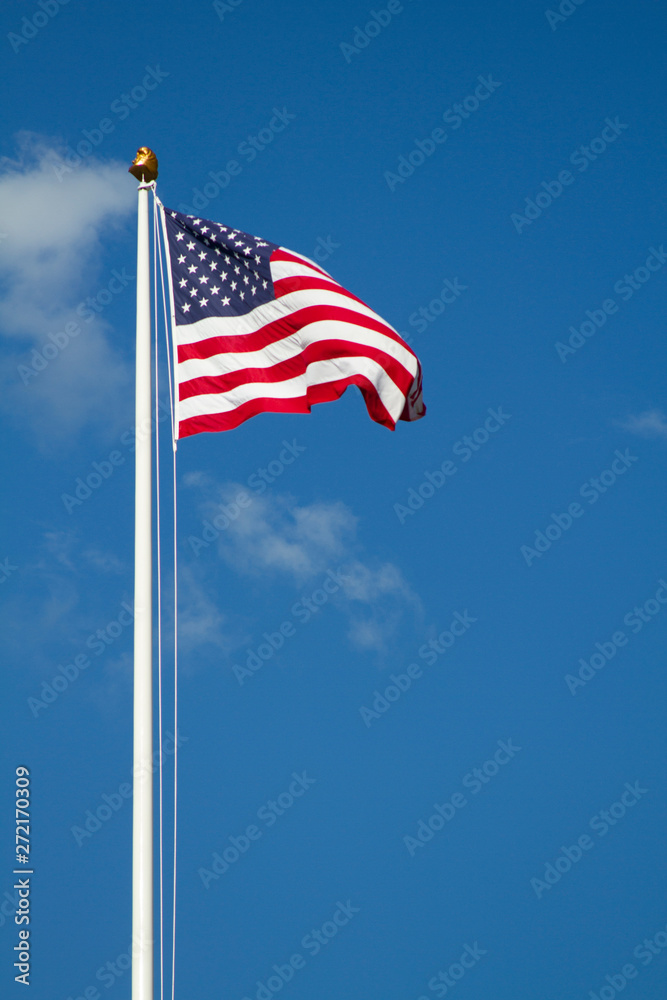 USA Flag On a Blue Sky
