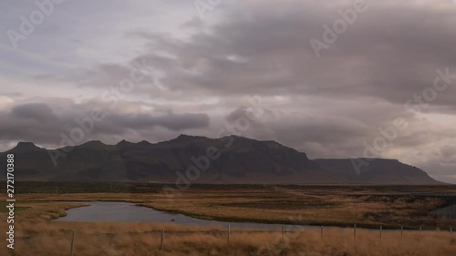 Timelapse of beautiful iconic landscape with clouds and light moving