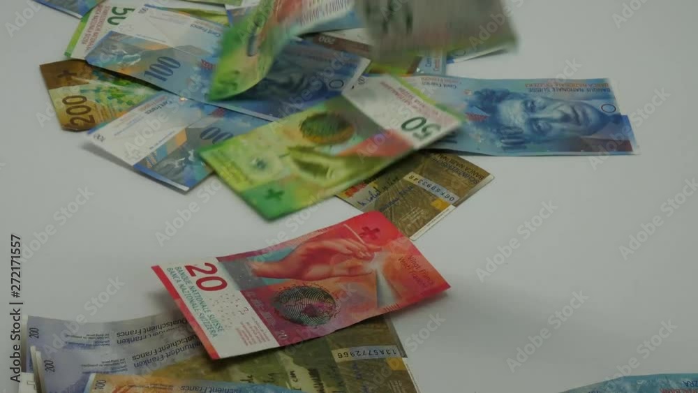 Geldregen mit schweizer Banknoten