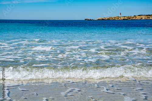 Crystal clear blue Mediterranean sea water on St.Croix Martigues beach, Provence, France