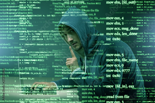 Hacker in digital security concept