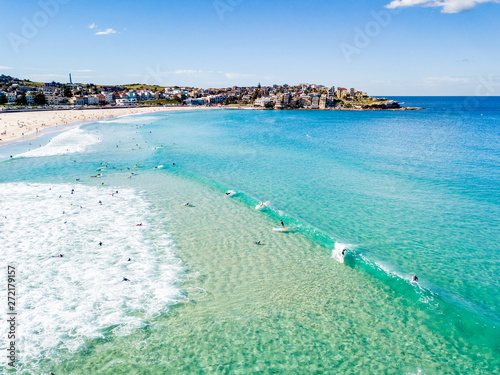 Photography Bondi Beach aerial view with blue water
