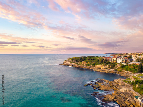 Bondi Beach aerial view at sunrise