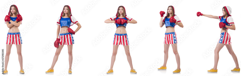 Young female boxer isolated on white Young female boxer isolated on white