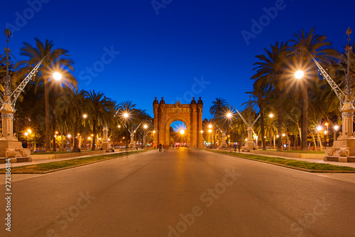 Barcelona Arch at night in Spain 