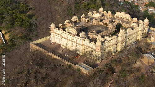 Barsana temple, India, 4k aerial shot  photo