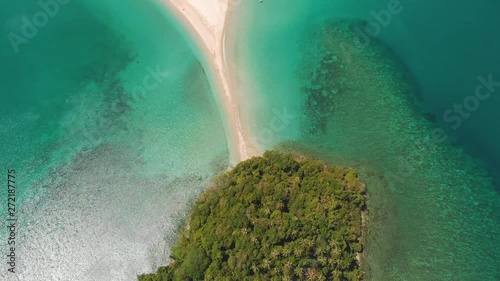 Amazing Beautiful seascape scene of Kelambu Beach, Kudat, Sabah, Malaysia footage from drone. photo