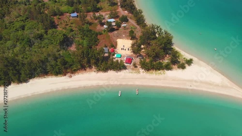 Amazing Beautiful seascape scene of Kelambu Beach, Kudat, Sabah, Malaysia footage from drone. photo