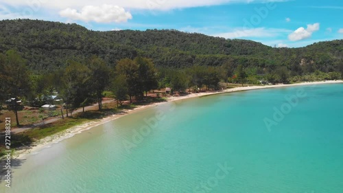 Amazing Beautiful seascape scene of Kelambu Beach, Kudat, Sabah, Malaysia footage from drone. photo