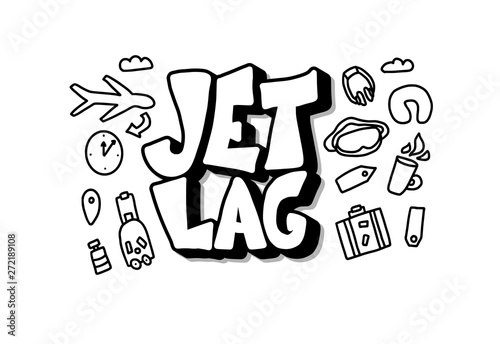 Jet lag stylized quote. Vector concept emblem.