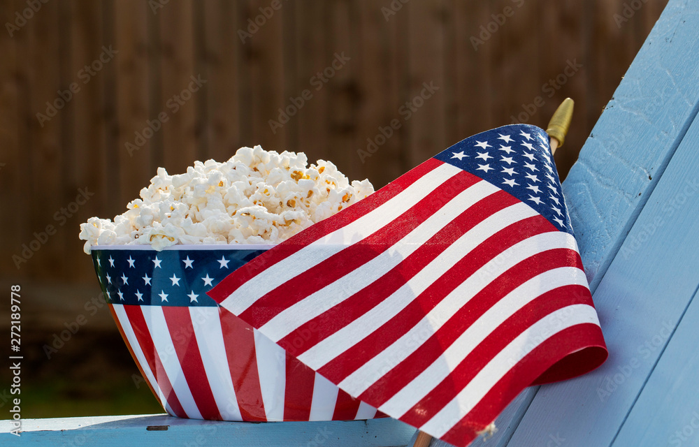 Independence Day Popcorn and US Flag Stock Photo Adobe Stock