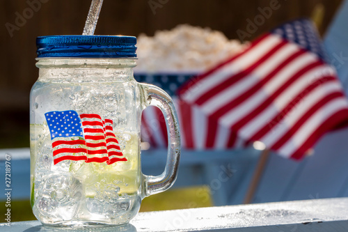 Independence Day Lemonade Popcorn and US Flag
