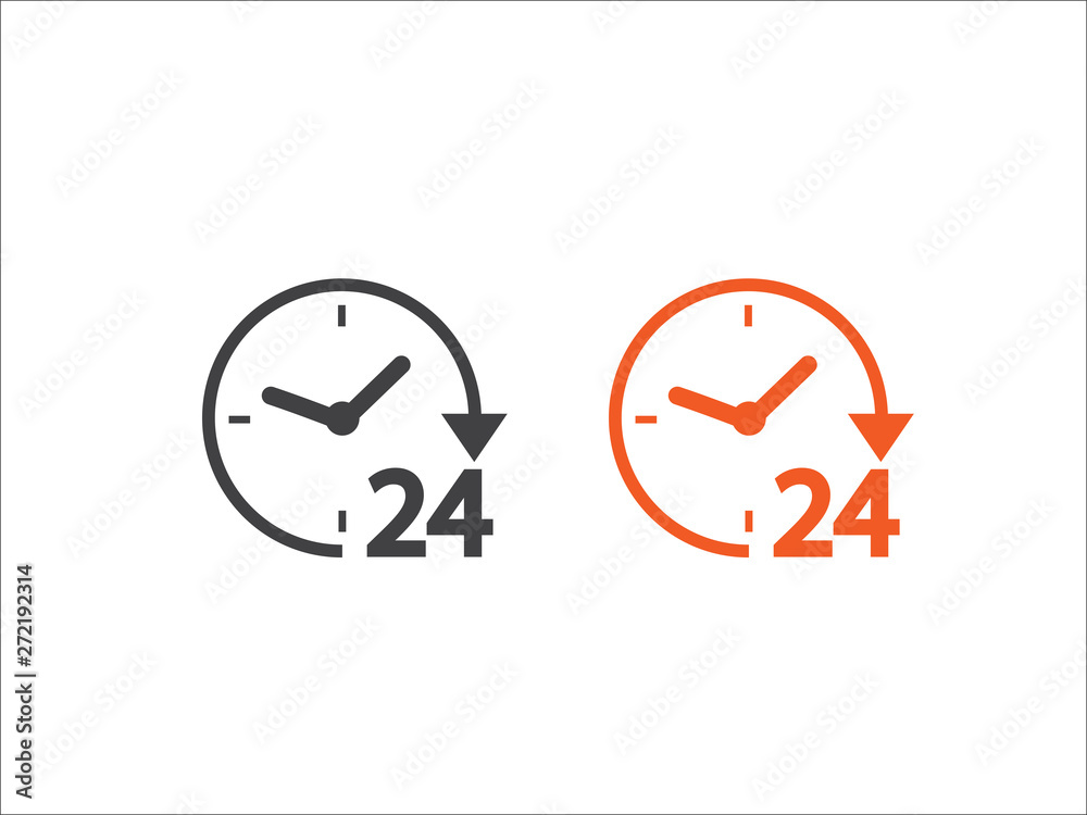 open 24 hours a day icons vector isolated on white background. open 24 hours a day icons vector isolated on white background.