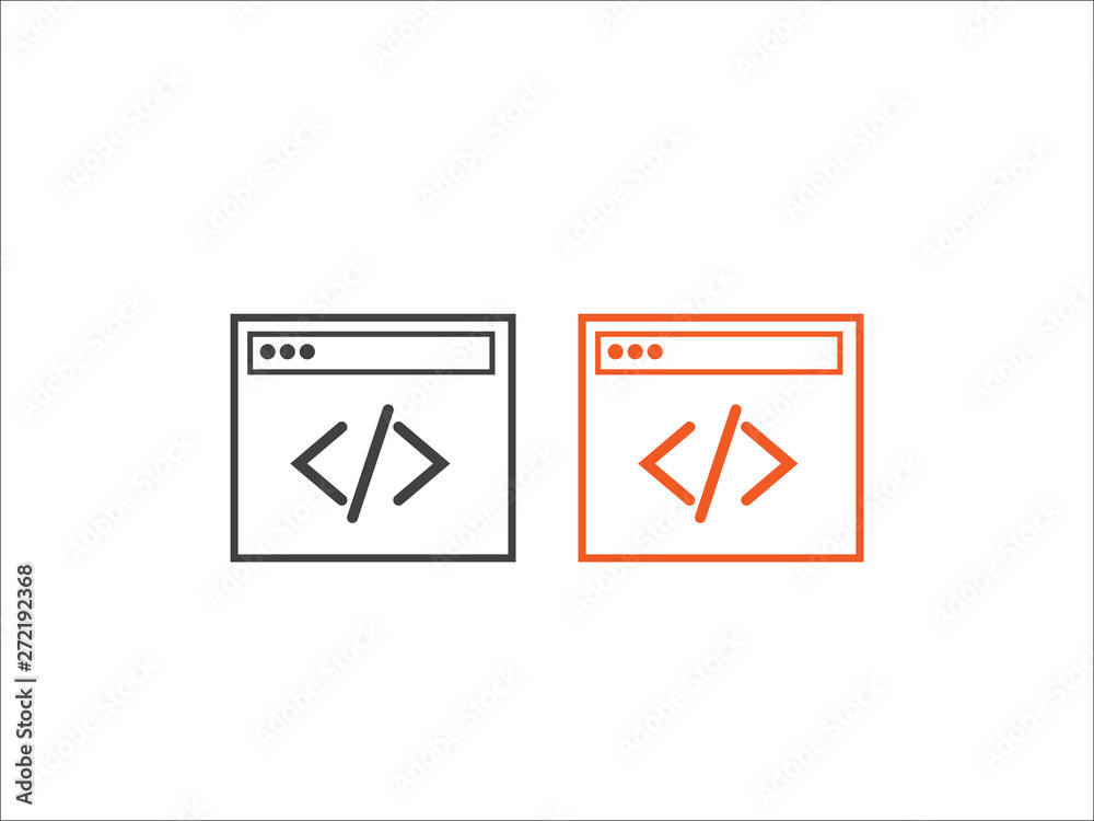 Coding icon vector, coding in computer isolated on white background. Coding icon vector, coding in computer isolated on white background.