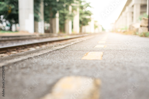 Selective focus of Railroad tracks with sunlight