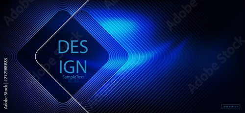 Abstract dark blue design with a square frame of thin lines