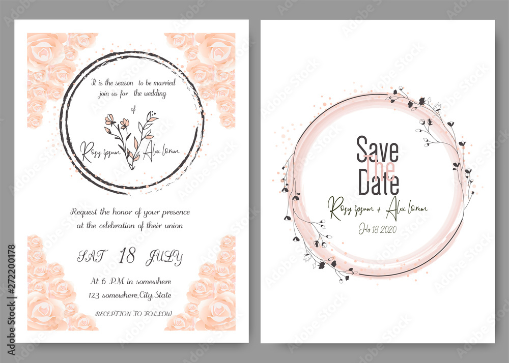 Wedding invitation card Floral hand drawn frame .Greenery Wedding Invitation ,Template Eucalyptus Wedding Invitation. Wedding invitation card Floral hand drawn frame .Greenery Wedding Invitation ,Template Eucalyptus Wedding Invitation.