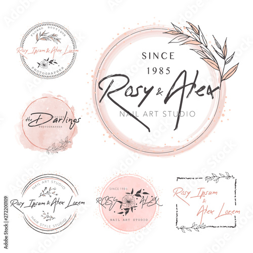 Hand Drawn Leaf Wreath Logo Design