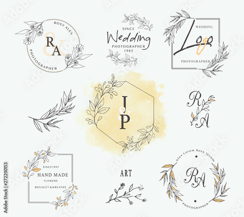 Hand Drawn Leaf Wreath Logo Design