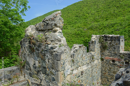 Ruins in Annaberg sugar plantation in Virgin Islands National Park at Saint John Island, US Virgin Islands, USA. photo