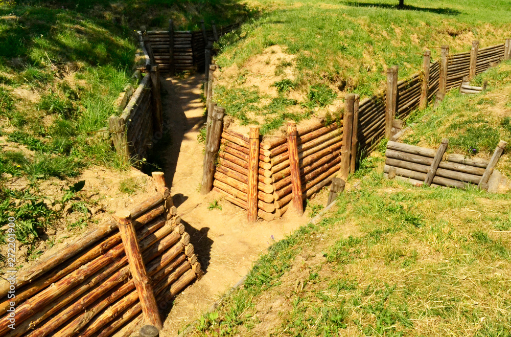 trenches with wooden supports