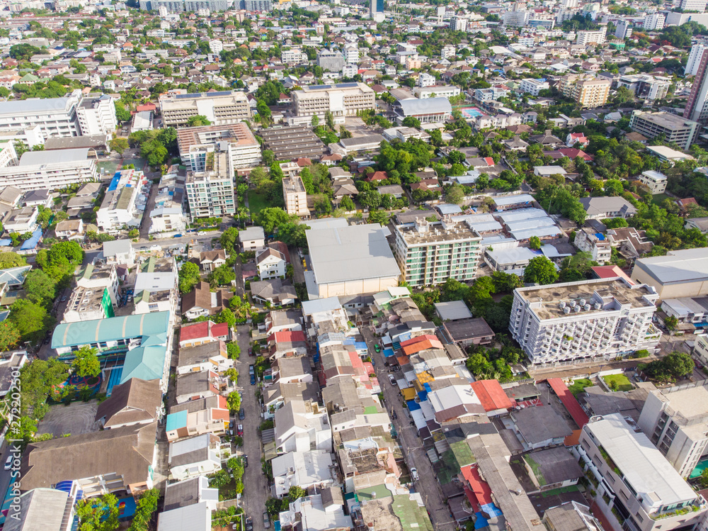 Aerial view Bangkok modern office building and living block