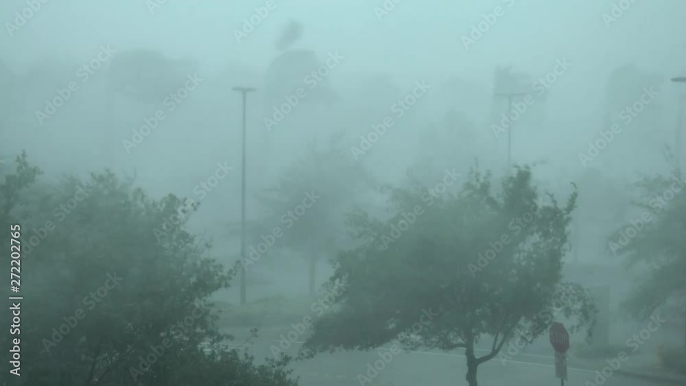 Hurricane Irma Eye Wall Violent Wind And Flying Debris
