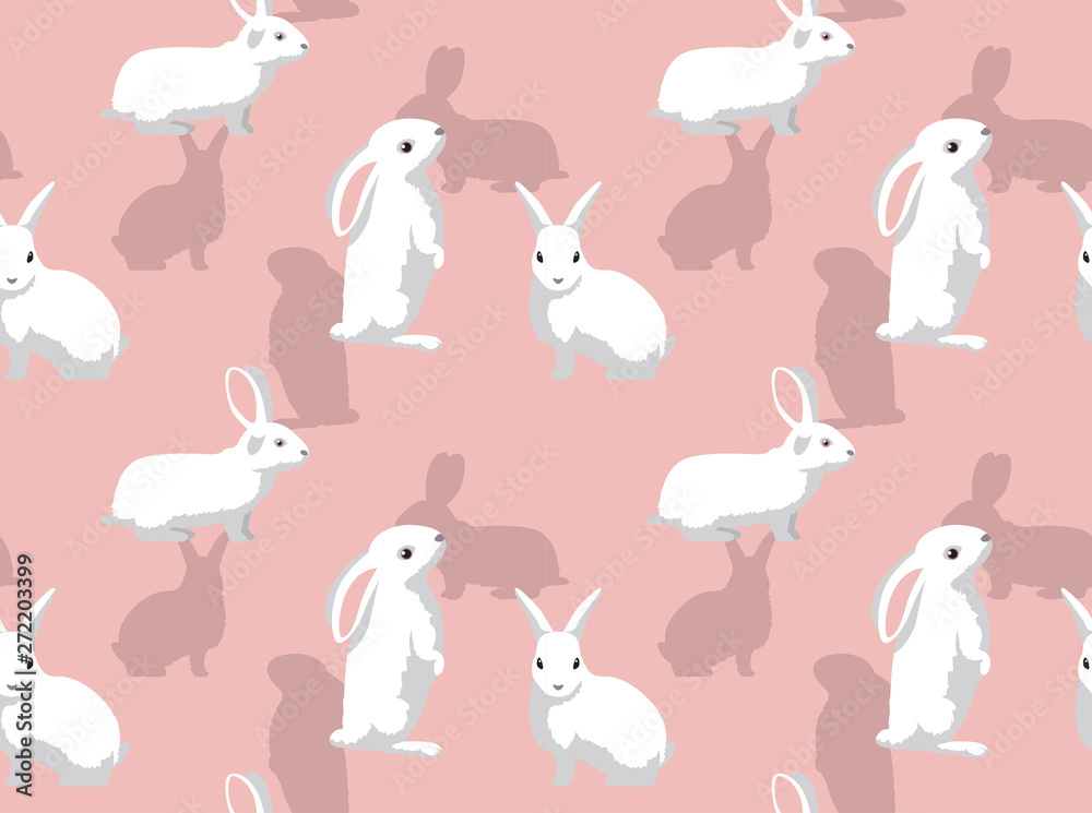 Fototapeta premium Rabbit Florida White Background Seamless Wallpaper