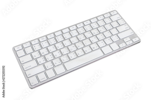 New Modle White Wireless Keyboard Isolated On White Background photo