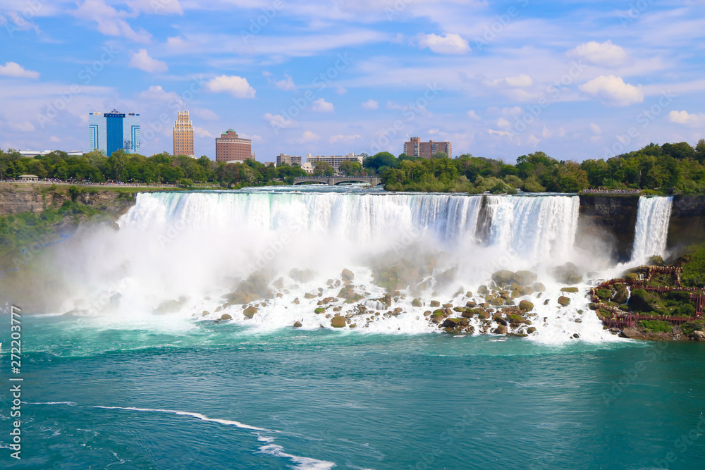 Beautiful Niagara Falls with blue sky in Ontario, Canada