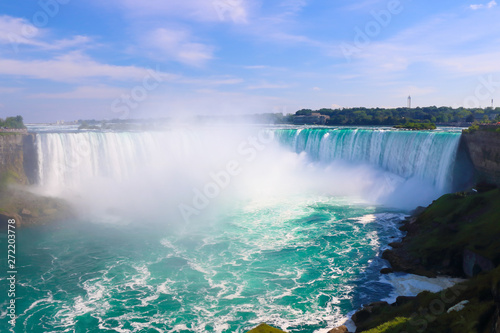 Beautiful Niagara Falls with blue sky in Ontario  Canada